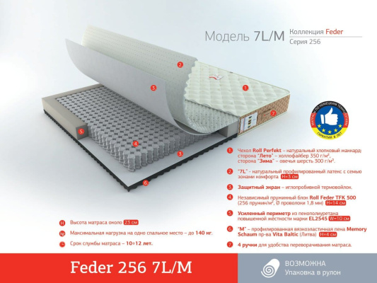 Матрас Rollmatratze Feder 256 7L/M